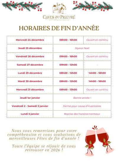 Horaires de fin d’année 2025